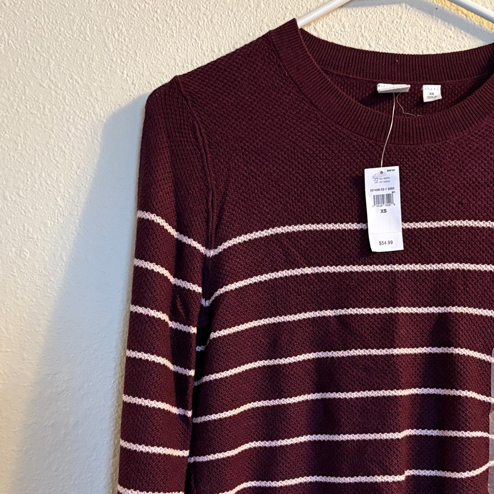 NWT GAP Striped Burgundy Knit Sweater - Women’s XS